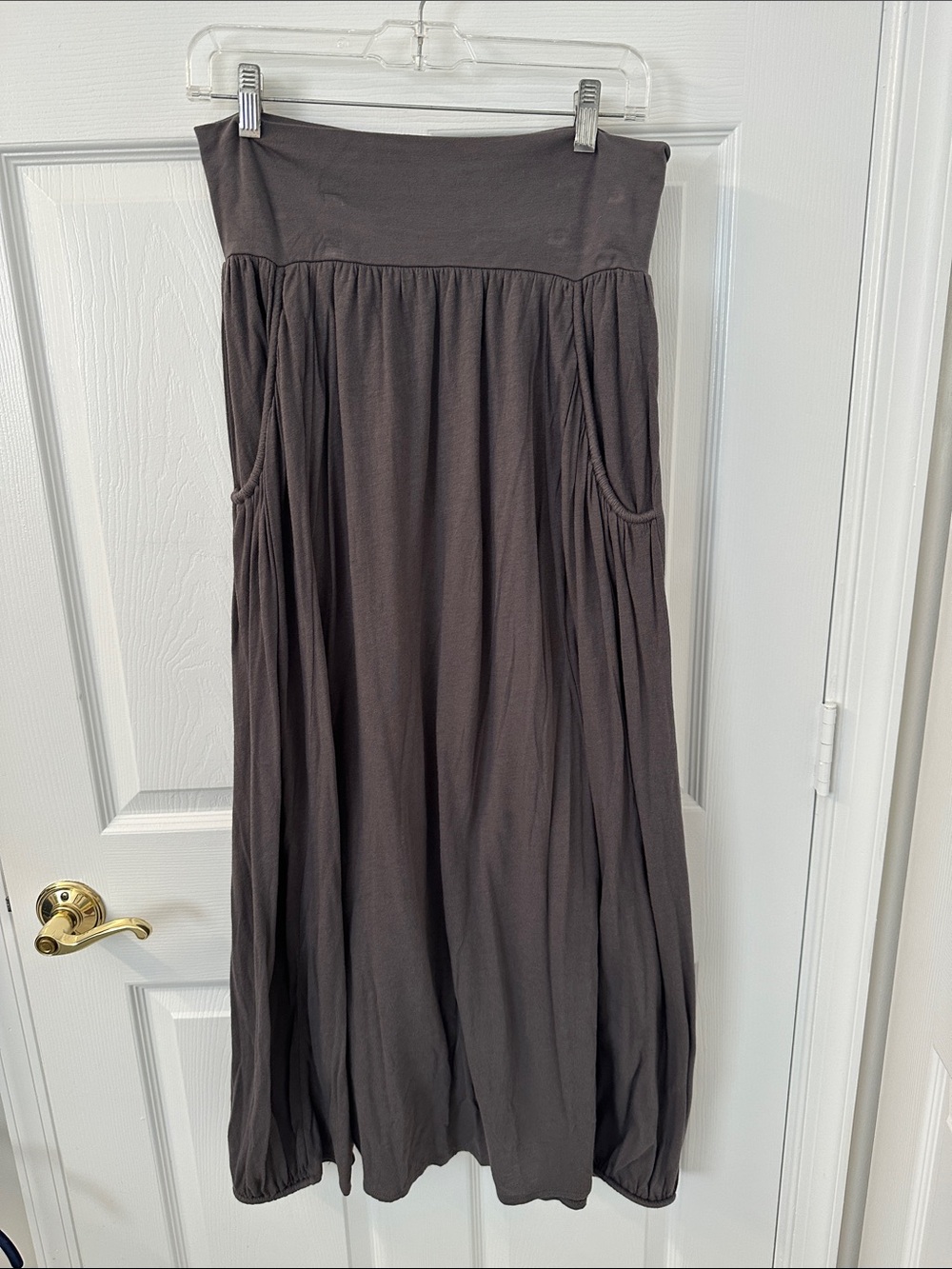 Garnet Hill Favorite Maxi Knit  Skirt Charcoal Gray Size M